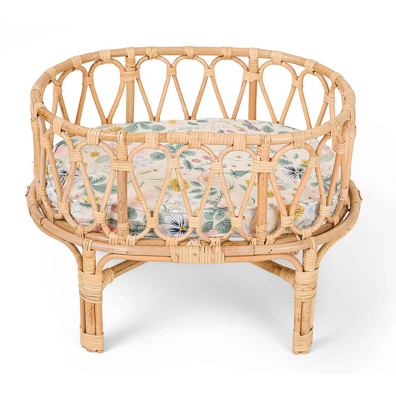 Doll Crib with White Botanical Mattress