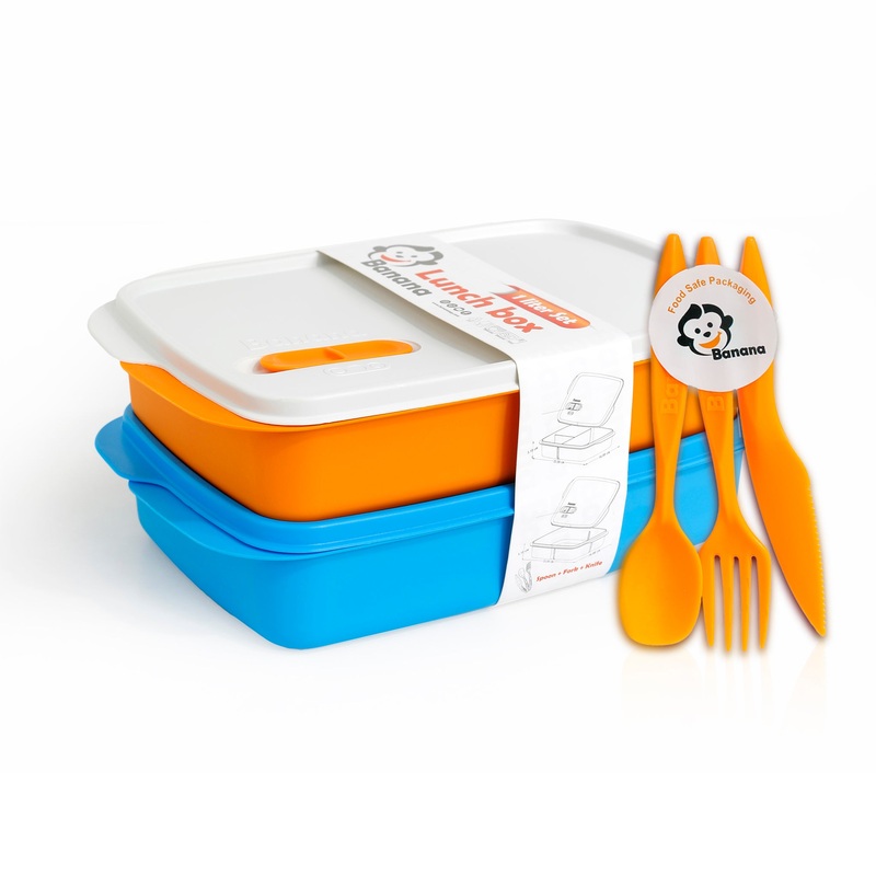 Plastic Lunch Box Set  Turquoise (2-Piece of 1L)