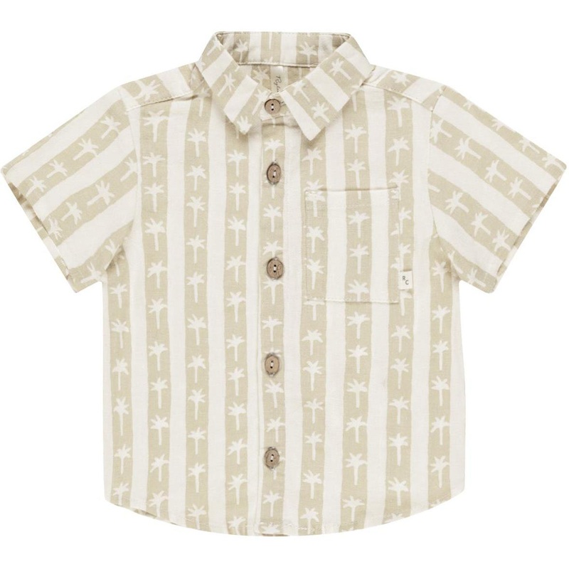 Rylee + Cru Collared Short Sleeve Shirt || Palm Stripe