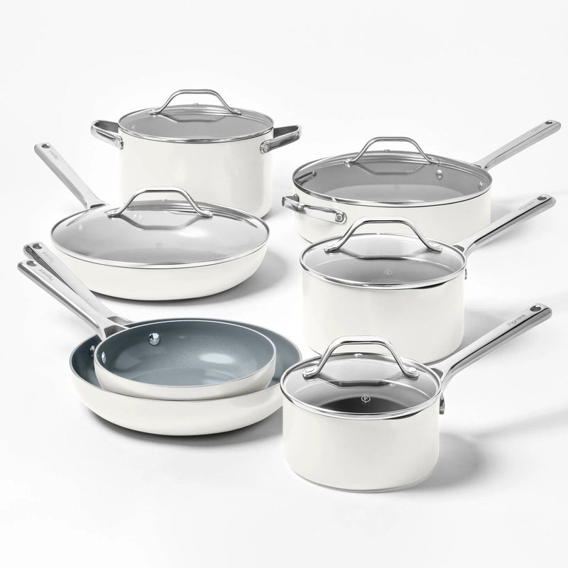 12pc Nonstick Ceramic Coated Aluminum Cookware Set