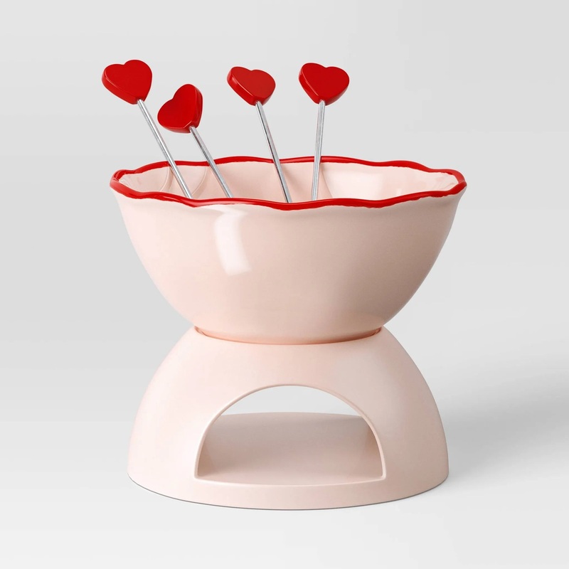 4pk Stoneware Fondue Set With Forks