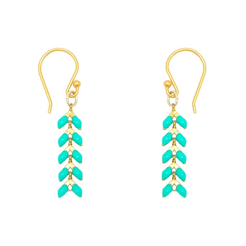 Bronwen Enamel Cascade Earrings – Short Aqua