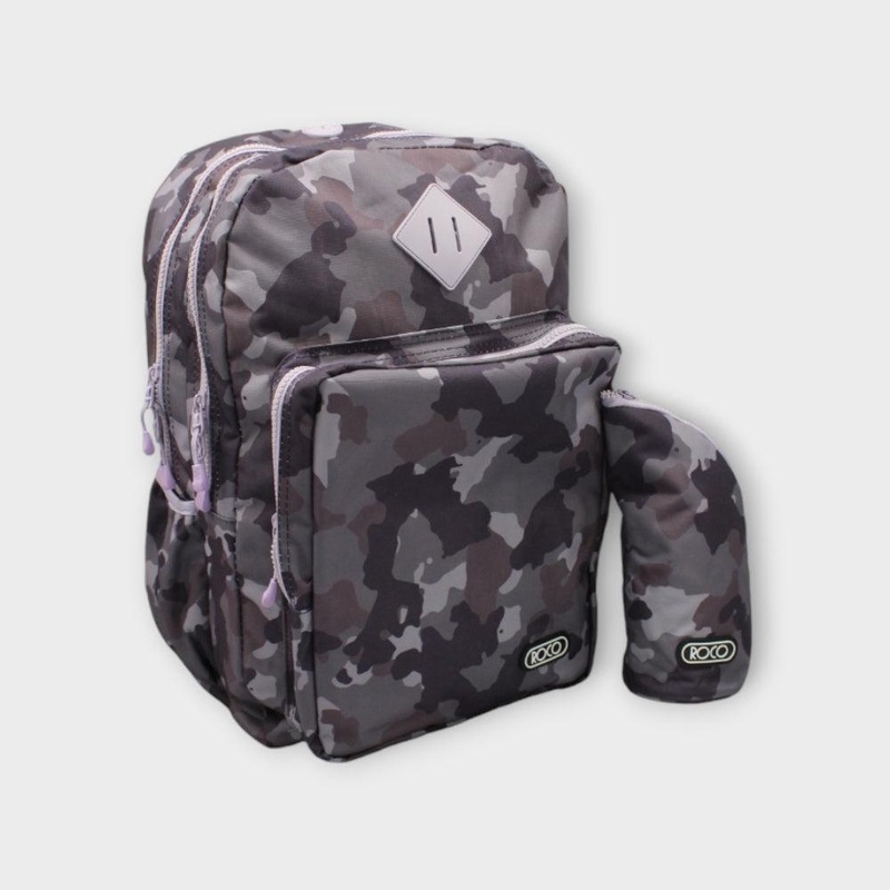 Grey Army 19 Inches Backpack + Pencil Case