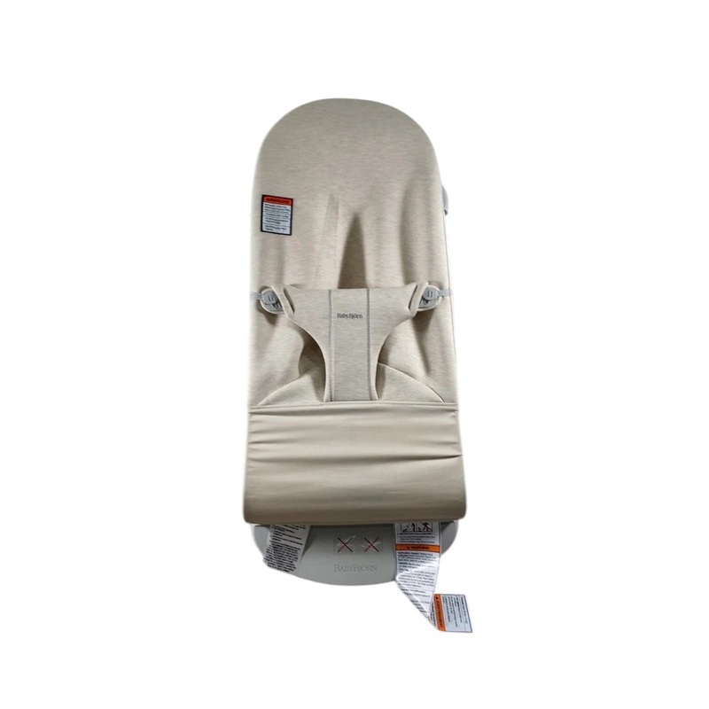 BabyBjorn Bouncer Bliss Bundle With Toy Bar, Light Gray Frame, Light Beige, Googly Eyes Black and White