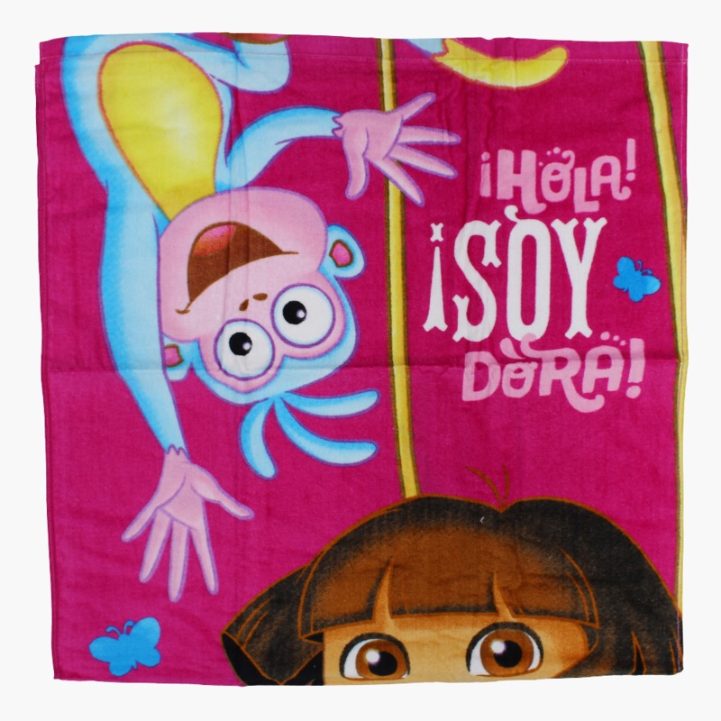 Girls Beach Towel  Fuchsia with Dora Print (60×120 cm)