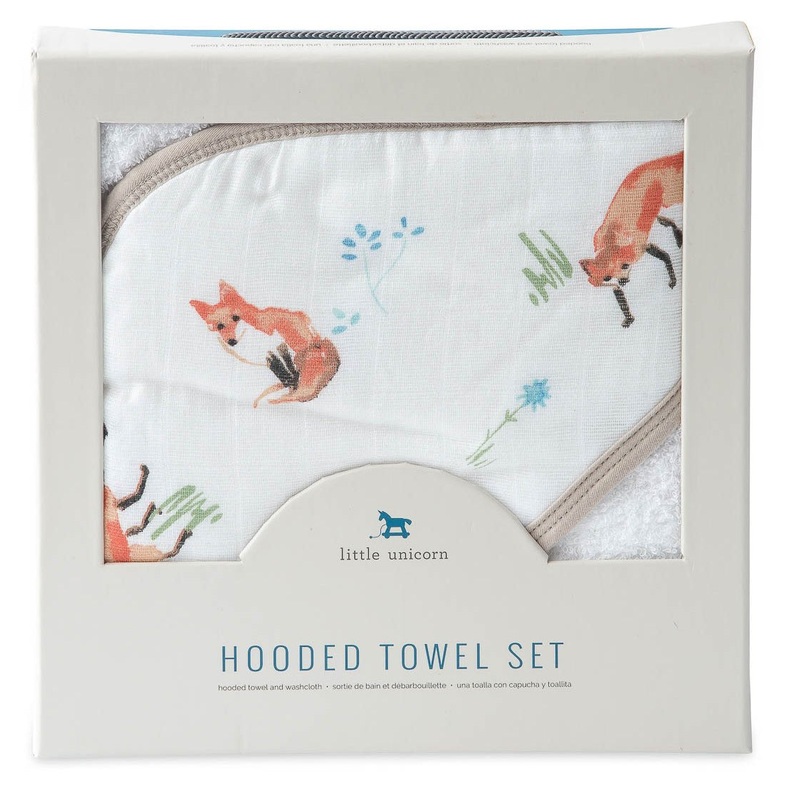 Little Unicorn Cotton Hooded Towel & Washcloth – Fox