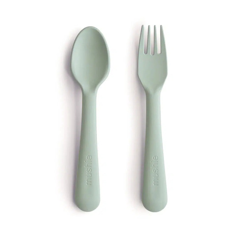 Mushie – Dinnerware Fork and Spoon Set – Sage