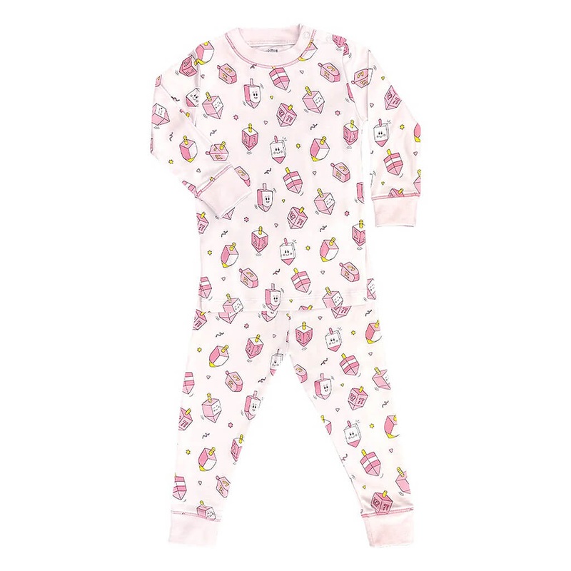 Noomie 2 Piece Pajamas Pink Happy Dreidels