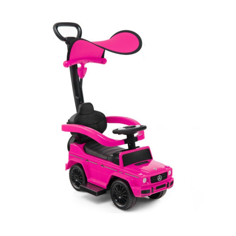 3-in-1 Ride on Push Car Mercedes Benz G350 Stroller Sliding Car With Canopy-Pink