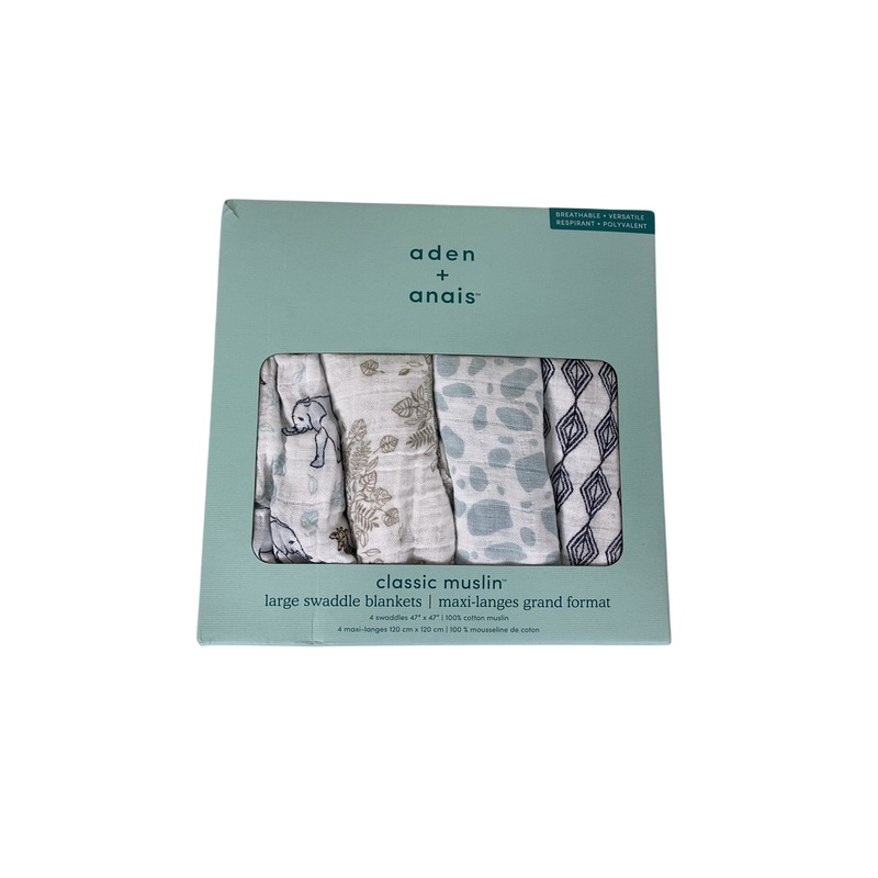 Aden + Anais Swaddle Blanket, Jungle 4-pack