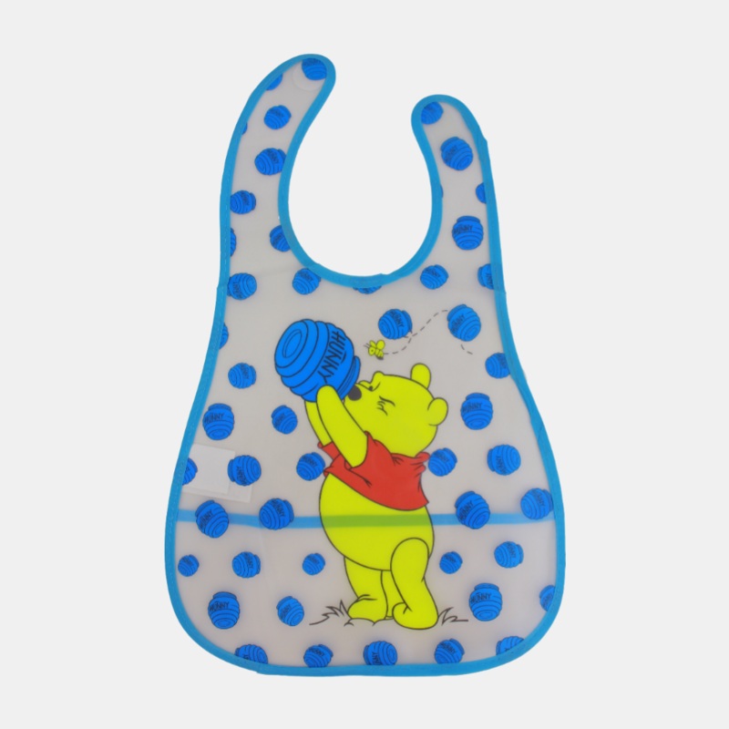 Baby Bib  Blue Dots with Winnie the Pooh Design