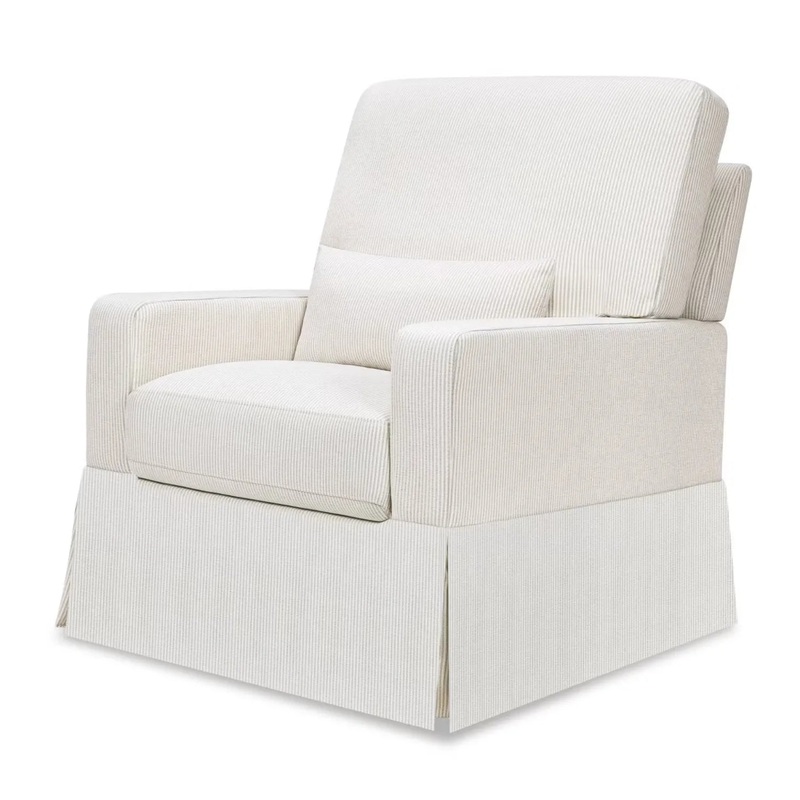 Crawford Pillowback Comfort Swivel Glider – Fog Chatham Stripe Performance Eco-Weave (Floor Model)