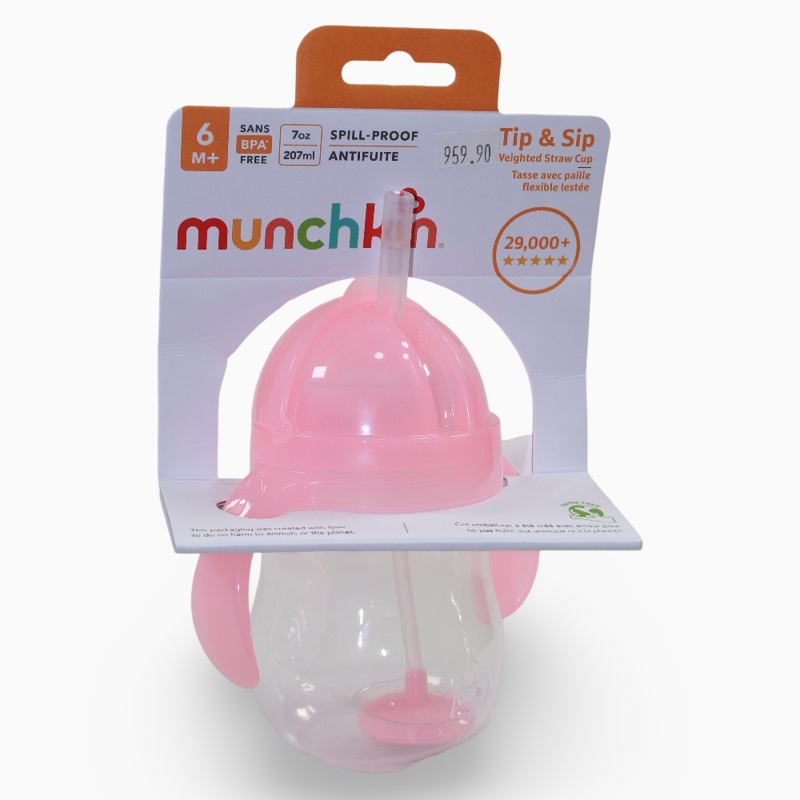 Munchkin Any Angle Click Lock Weighted Straw Trainer Cup 7 oz – Pink 6 months +
