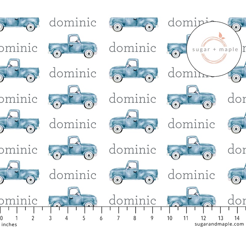 Sugar + Maple Plush Minky Fleece Personalized Blanket | Trucks