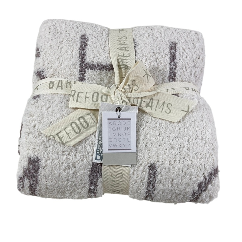 Barefoot Dreams CozyChic ABC Blanket, Ocean/Cream