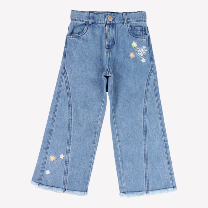 “Choose Happy” Wide-Leg Jeans