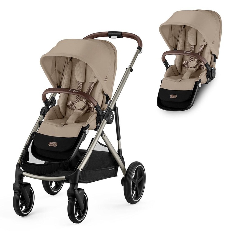 CYBEX Gazelle S Double Pushchair (2 Seats) – Almond Beige