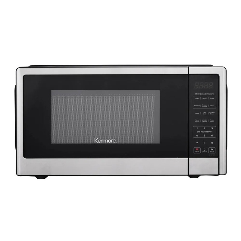 Kenmore 1000W Countertop Microwave Oven Stainless Steel: 1.1 Cu Ft, Child Lock, 6 One-Touch Settings, 10 Power Levels