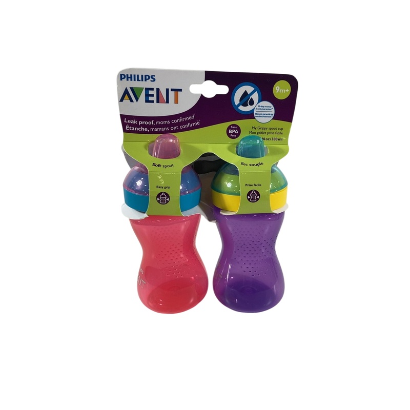 Philips Avent Grippy Spout Cups, 2 Pack, 10 oz, Pink/ Purple