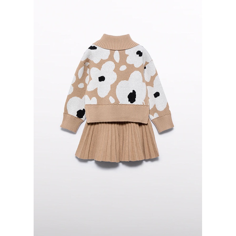 Pleated Knit Skirt Set – Camel