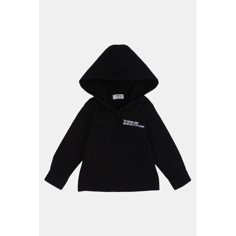 Unisex Baby Gabardine Jacket  Black “THE SUN WILL RISE”