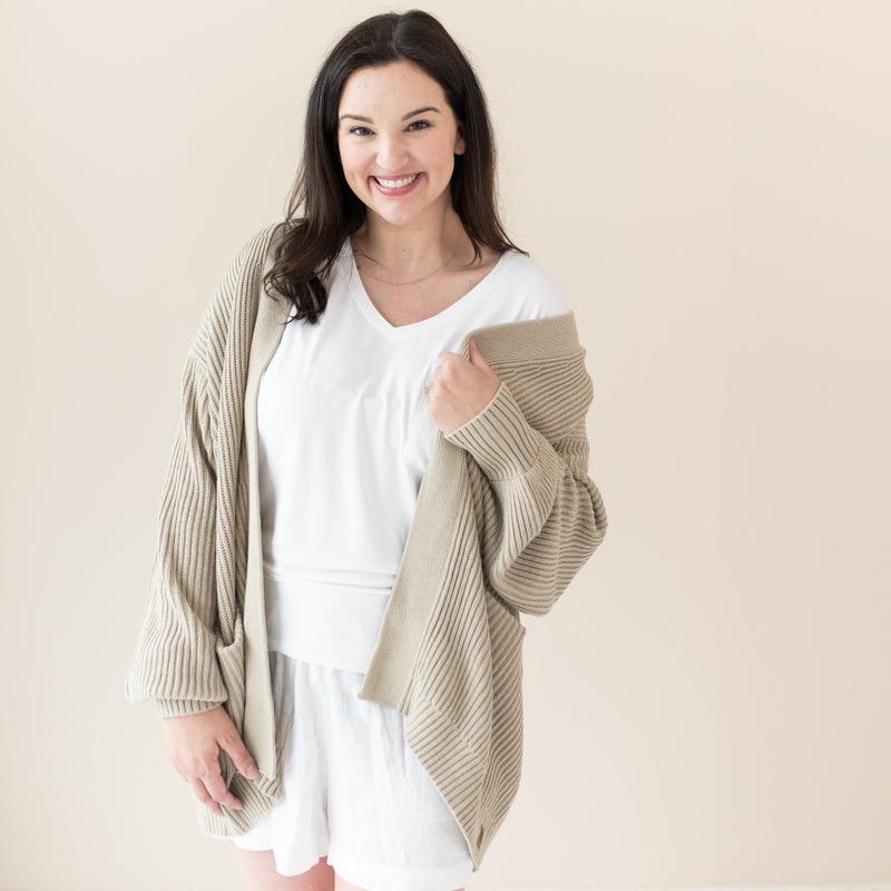 Chunky Knit Women’s Oversized Cardigan in Almond