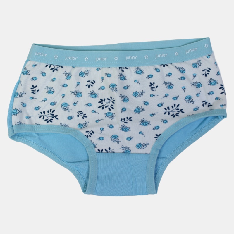 Girls Cotton Panties  Light Blue Floral Design
