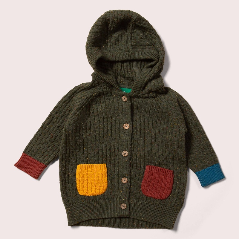 Little Green Radicals – From One To Another Fern Green Hooded Knitted Cardigan