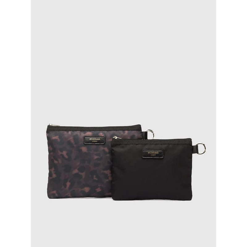 Storksak Parent Pouch Set Black & Leopard