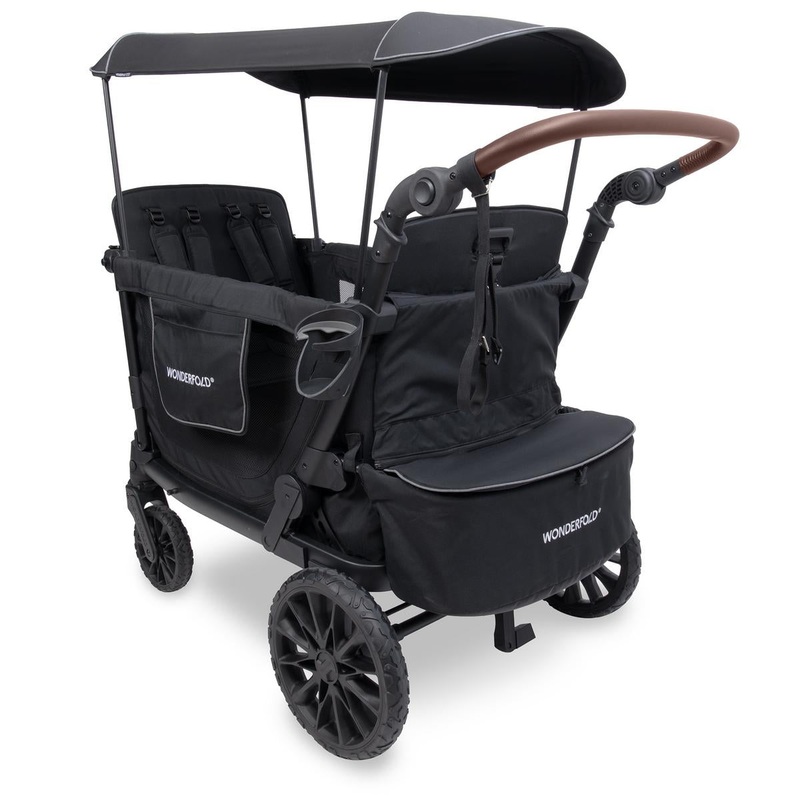 WonderFold L4 Quad (4 Seater) Stroller Wagon – Black