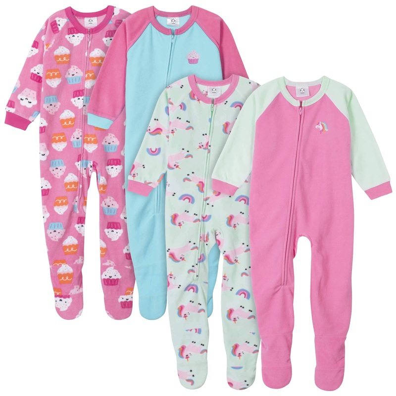 Gerber 4-Pack Toddler Girls Cupcakes & Unicorns Fleece Pajamas