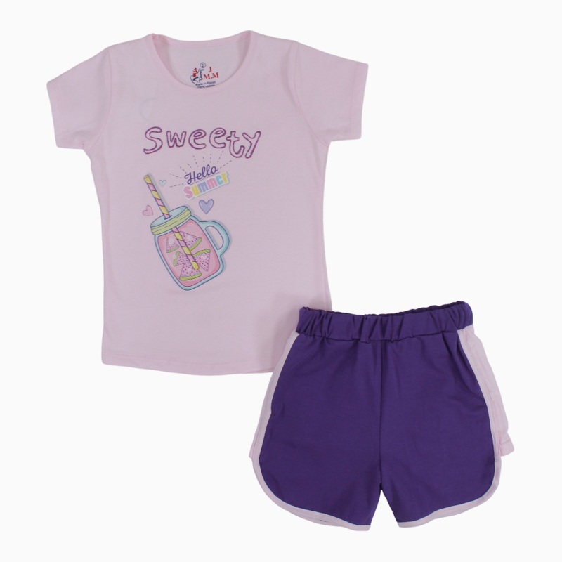 Girls Cotton Pajama Set – “Hello Summer” Print