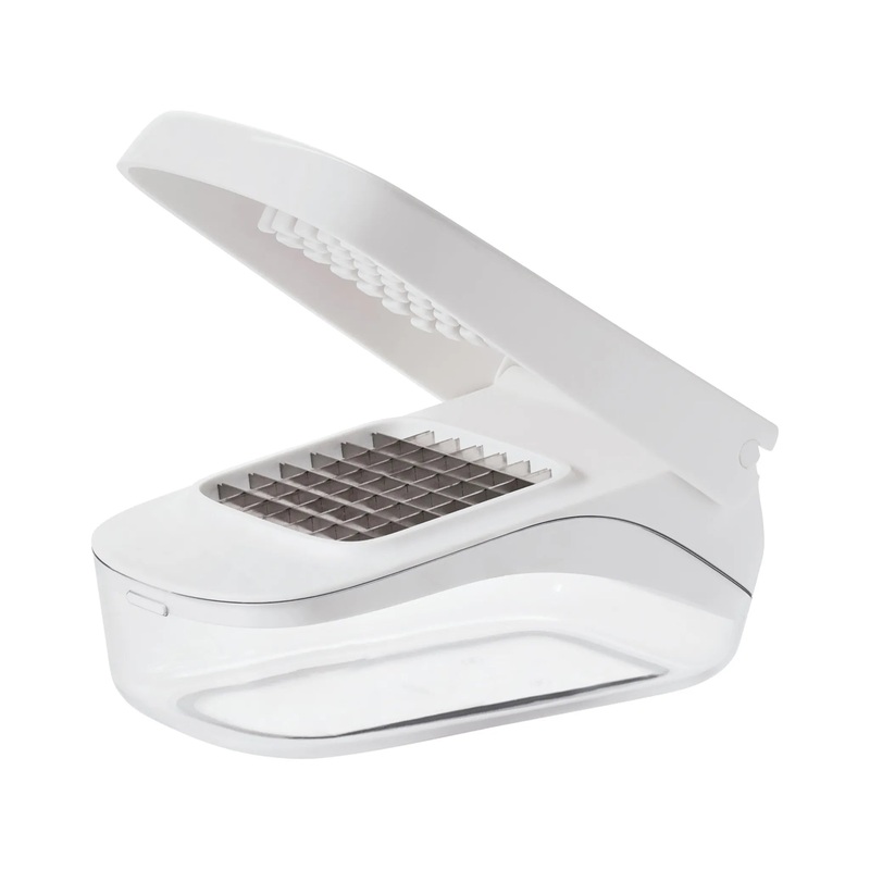 Vegetable Manual Food Chopper – Stainless Steel Blade, Dishwasher-Safe, White