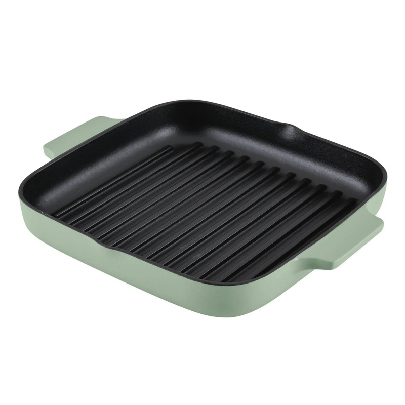 KitchenAid 11″ Enameled Cast Iron Square Grill and Roasting Pan – Pistachio