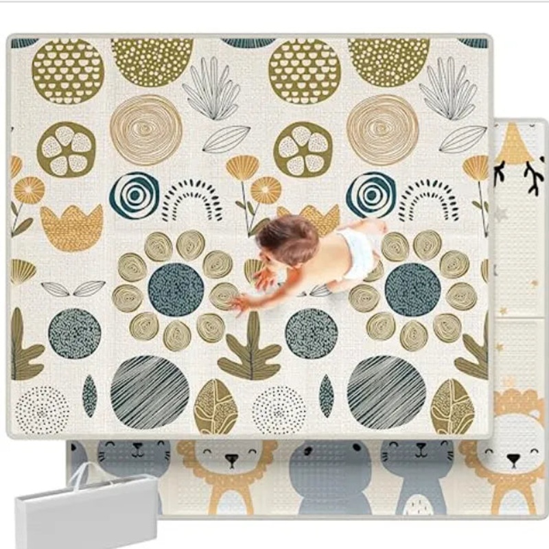 Mloong Baby Play Mat for Floor,59x71x0.4inch Playmat for Baby with Carry Bag, Foldable Play Mat,Kids Foam Play Mat,Waterproof Carlwing Mat for Baby,La