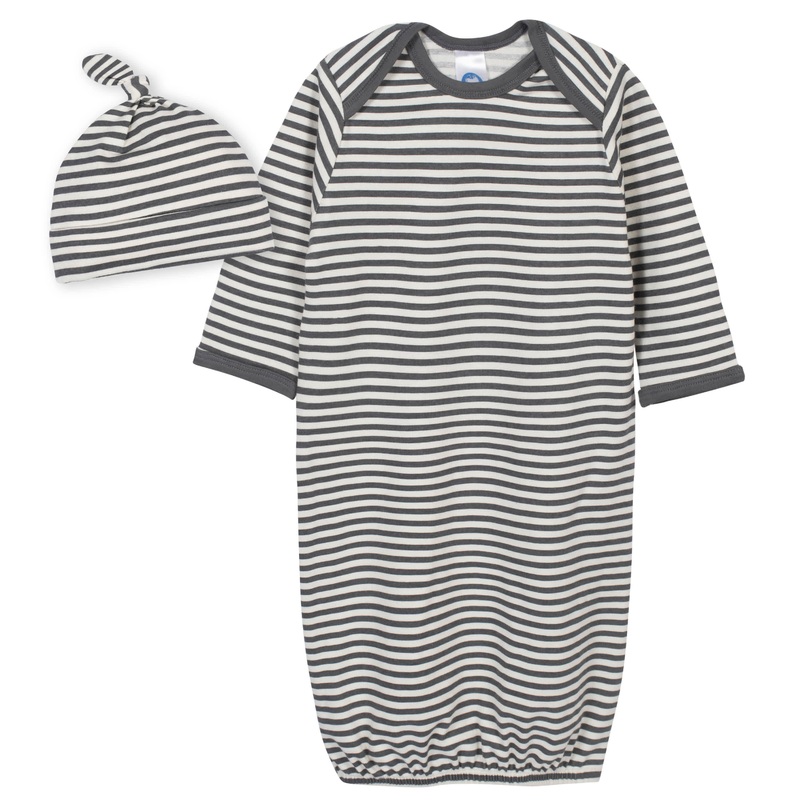 2-Piece Baby Boys Comfy Stretch Stripe Gown and Cap Set