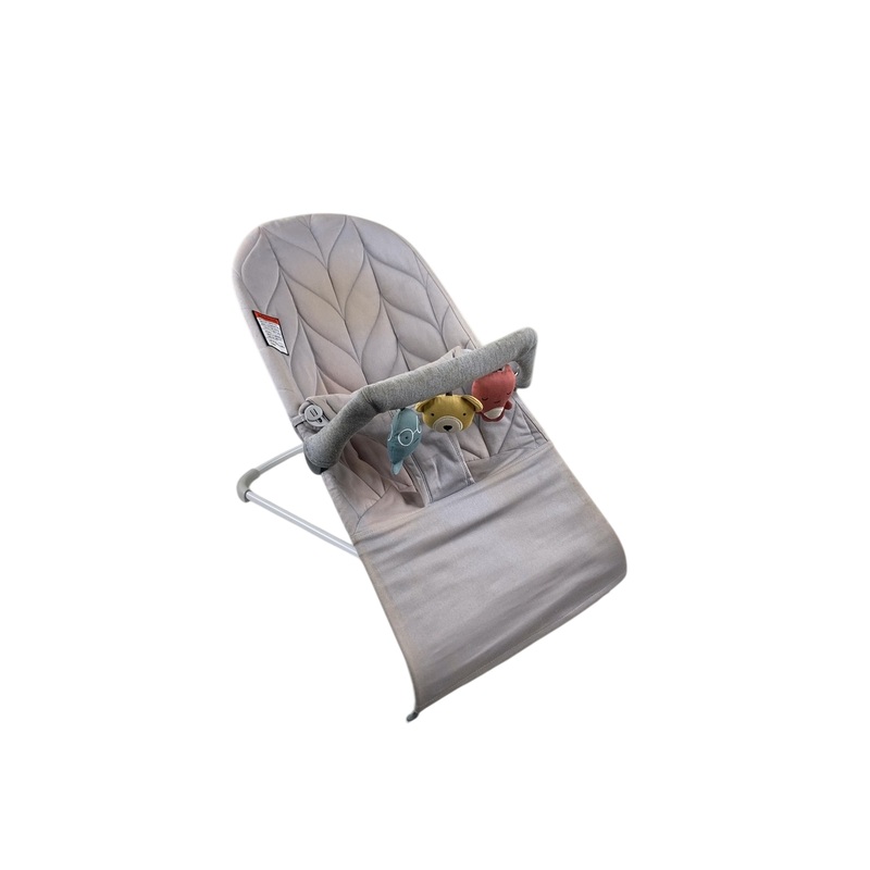 BabyBjorn Bouncer Bliss Bundle With Toy Bar, Soft Friends, Light Gray Frame, Light Gray Cotton Petal Quilt
