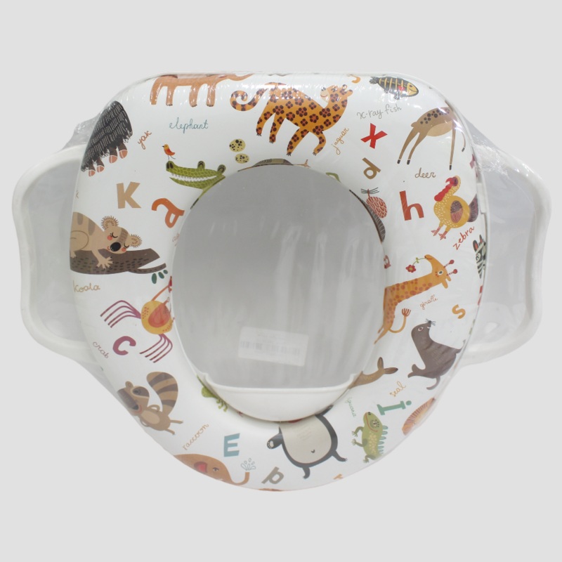 Cushioned Childrens Toilet Seat  Potty Training Toilet Seat with Handles (Animals)