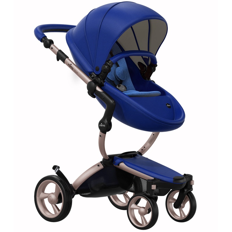 Mima 2019 Xari Complete Stroller, Rose Gold – Royal Blue / Denim Blue