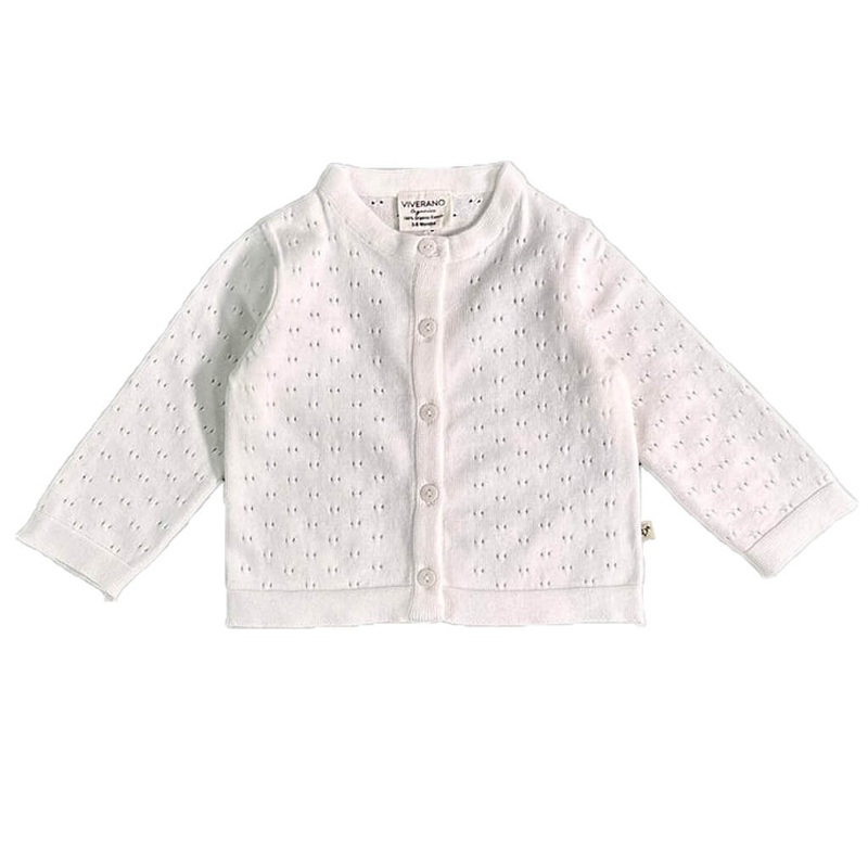 Pointelle Knit Cardigan Dove White