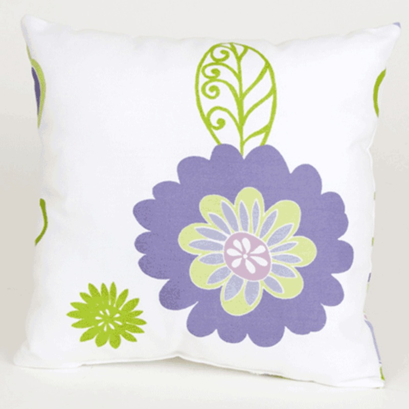 Sweet Potato LuLu Flowers on White Ground Pillow