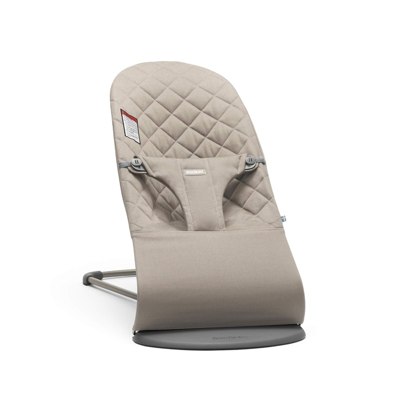 BabyBjorn Bouncer Bliss, Dark Gray Frame, Sand Gray Cotton Classic Quilt Woven