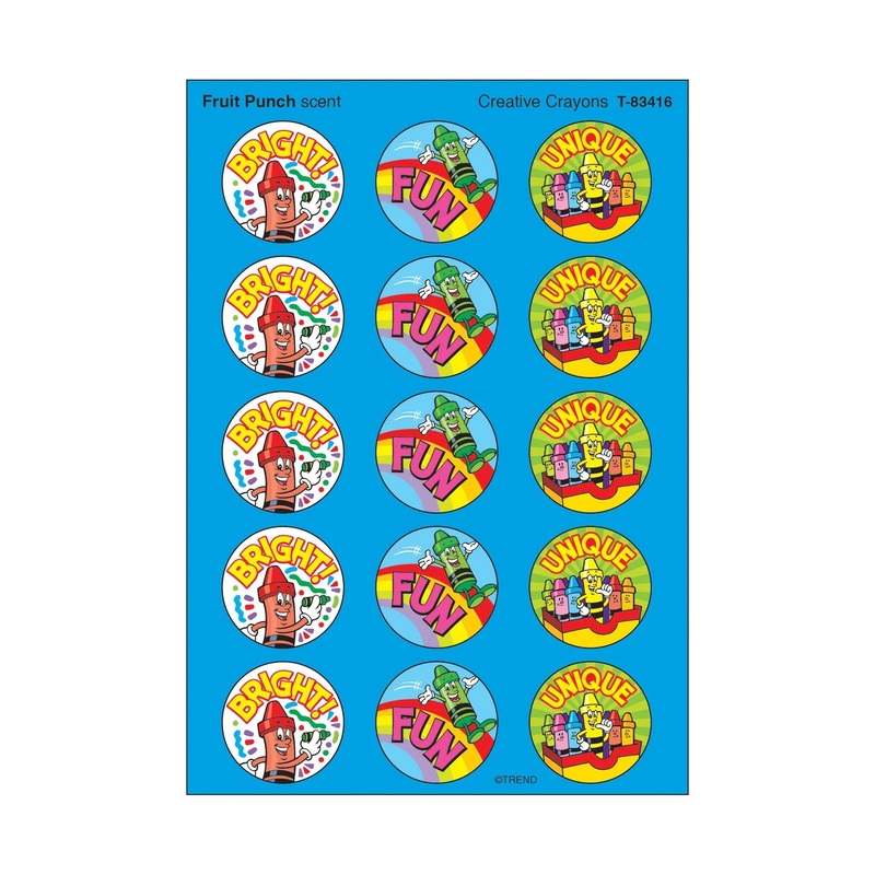 Creative Crayons, Fruit Punch scent Scratch ‘n Sniff Stinky Stickers  Large Round