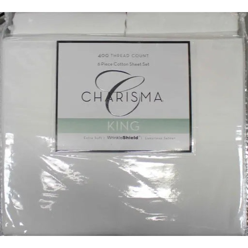 King White 400 Thread Count 6-Piece Cotton Sheet Set