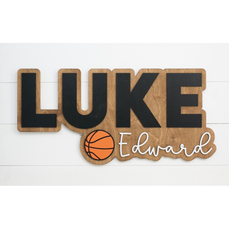 Sugar + Maple Personalized Bubble Wood Sign | Basketball