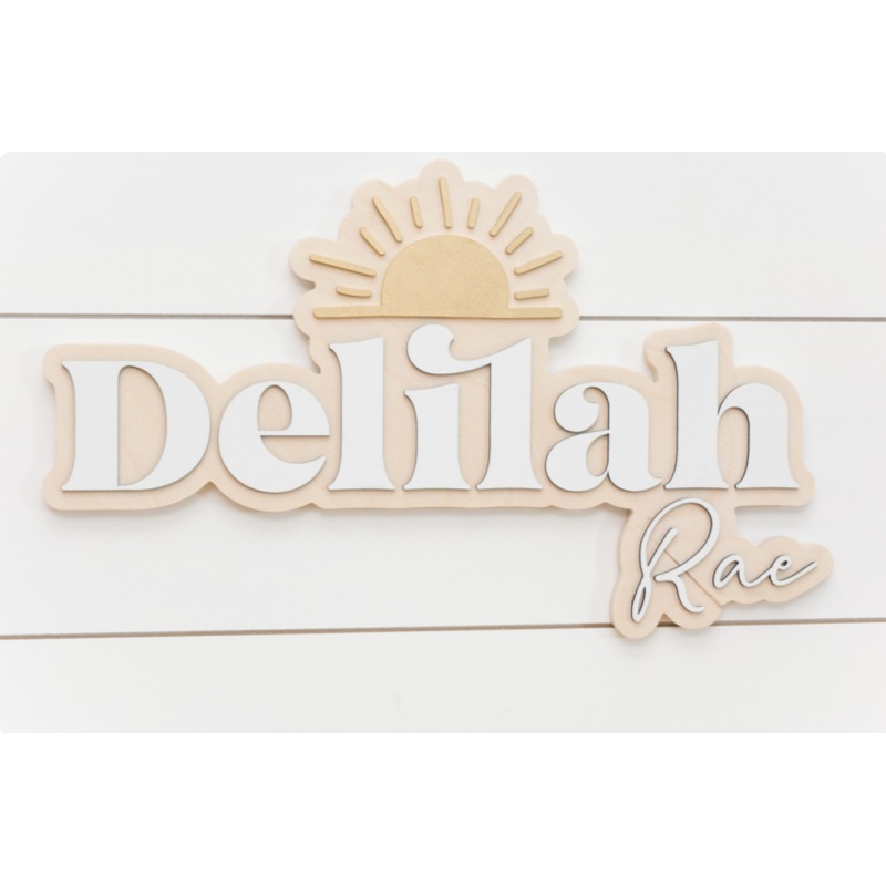 Sugar + Maple Personalized Bubble Wood Sign | Sun