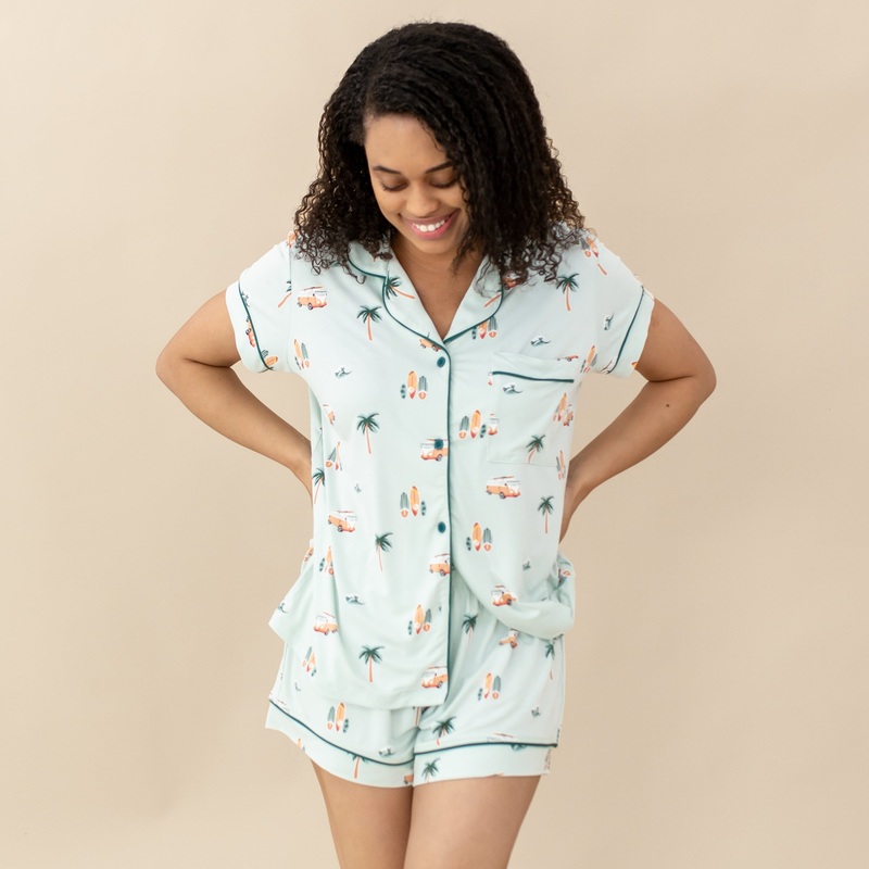 Women’s Short Sleeve Pajama Set in Dew Surf