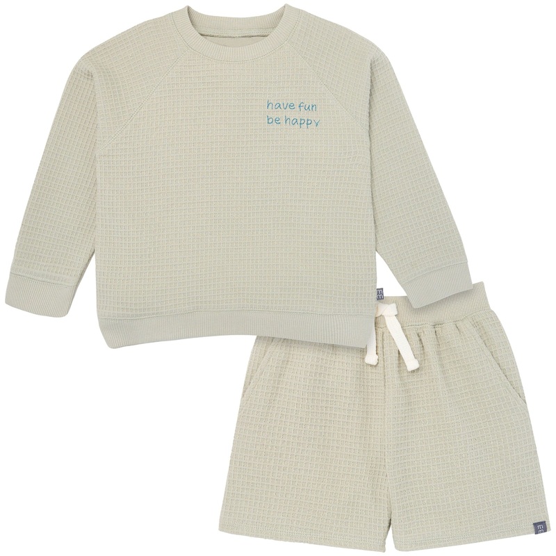 2-Piece Infant & Toddler Boys Light Green Long Sleeve Top and Shorts Set