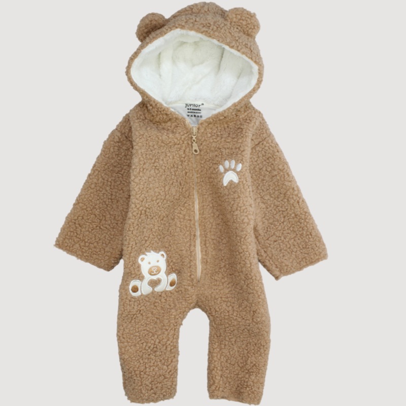 Cute Bear Long-Sleeved Hooded Footless Onesie