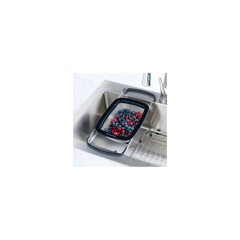 Expandable Colander-Black: Over the Sink Stainless Steel Strainer(See Description)